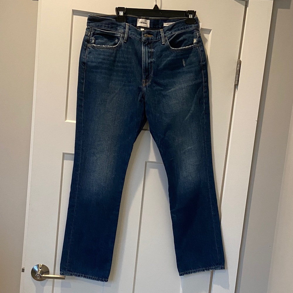 Frame Denim Indigo Straight Leg Jeans